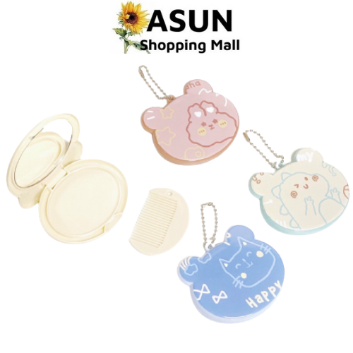 Gương mini tai gấu kèm lược có móc treo cute