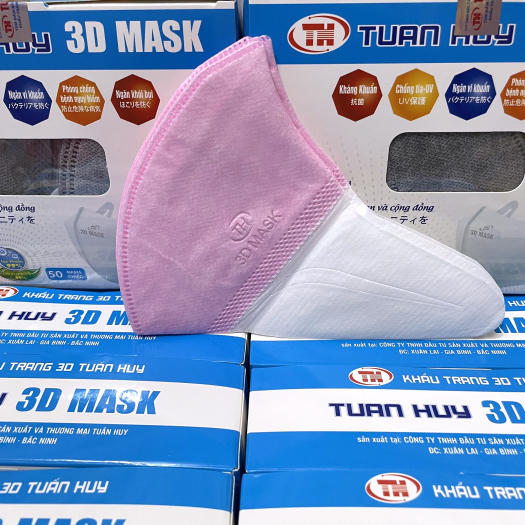 Khẩu trang 3D Mask [Màu Hồng] hộp 50 cái kháng khuẩn, có logo tem niêm phong, đạt tiêu chuẩn ISO và kiểm định Bộ Y Tế, Khẩu trang y tế 3D Mask