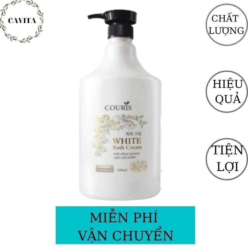 [FREESHIP] Sữa Tắm Trắng Da Couris Malaysia CAVITA giúp dưỡng ẩm, mịn màng, trắng sáng, hương nước hoa-1200ml (Màu Trắng)