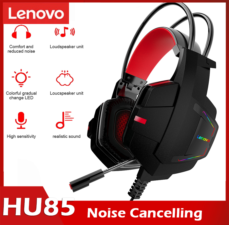 Tai Nghe Trò Chơi Lenovo HU85, Tai Nghe Khử Tiếng Ồn Âm Thanh Nổi Có Dây Với Microphone Có Thể Điều Chỉnh, Dành Cho Máy Tính Xách Tay PC