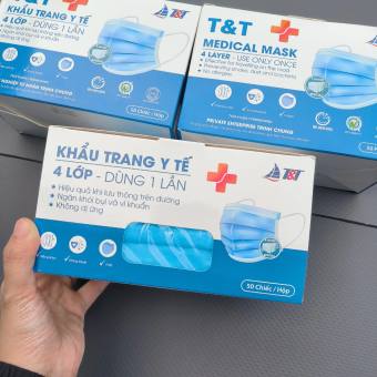 COMBO 2 Hộp Khẩu Trang Y Tế 4 Lớp Mask Chống Thấm, Lọc Bụi, Kháng Khuẩn Loại 50 chiếc/hộp