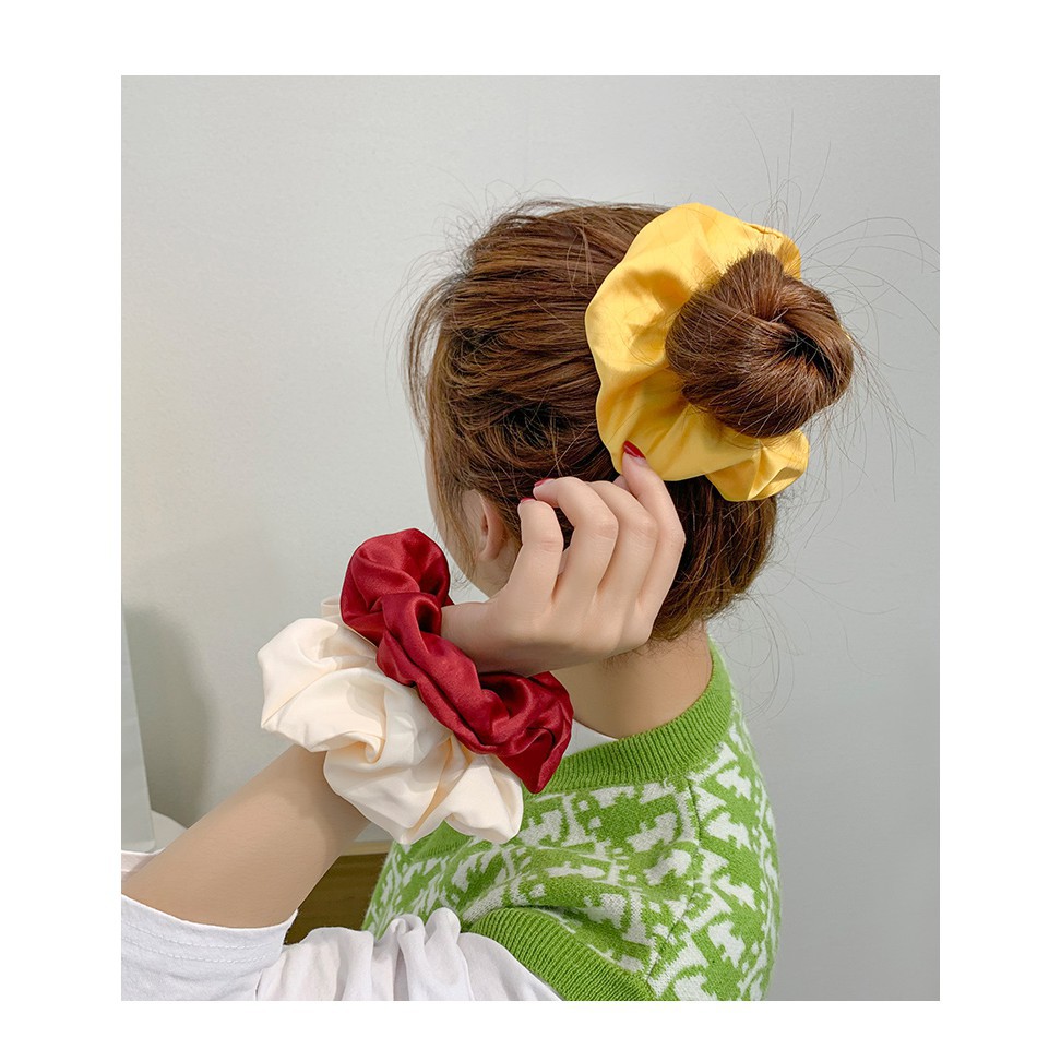 Dây buộc tóc scrunchies phi bóng cao cấp loại to / Dây cột tóc nữ