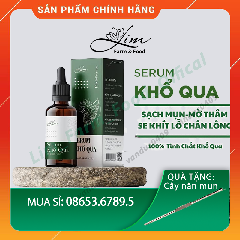 Serum khổ qua, mướp đắng handmade Lim farm - nguyên chất 100% - giảm mụn, sáng da, chăm sóc da mặt hiệu quả cho chị em