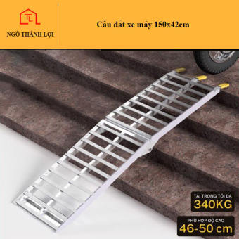 Cầu dắt xe máy (Dốc lên xe) hợp kim nhôm 150x42cm cho thềm nhà từ 46- 50cm