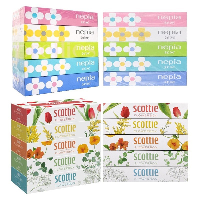 Set 5 hộp khăn giấy nhật bản cao cấp,khăn giấy nipea 150 tờ 2 lớp, khăn giấy scottie 160 tờ 2 lớp , giấy ăn cao cấp nhật bản