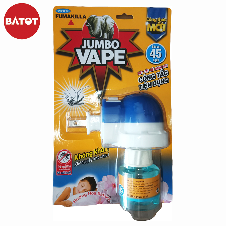 Bộ xông đuổi muỗi Jumbo Vape hương hoa Sakura 34ml