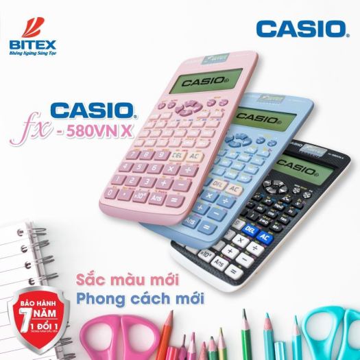 Máy tính Casio FX 580VN X (Casio 580) màu hồng - QR Code - B/h 7 năm - N/k Bitex