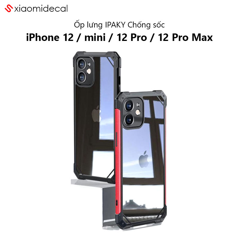 Ốp lưng IPAKY iPhone 12 / mini / 12 Pro / 12 Pro Max Mặt lưng trong, Viền PU, Chống sốc ( Collision Series )