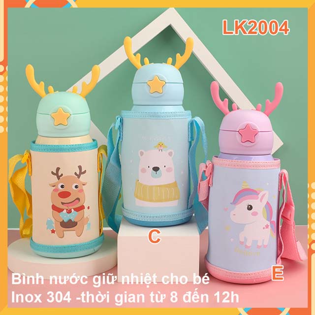 Bình nước giữ nhiệt có túi đeo - tặng thêm nắp có ống hút bình giữ nhiệt lõi inox 304