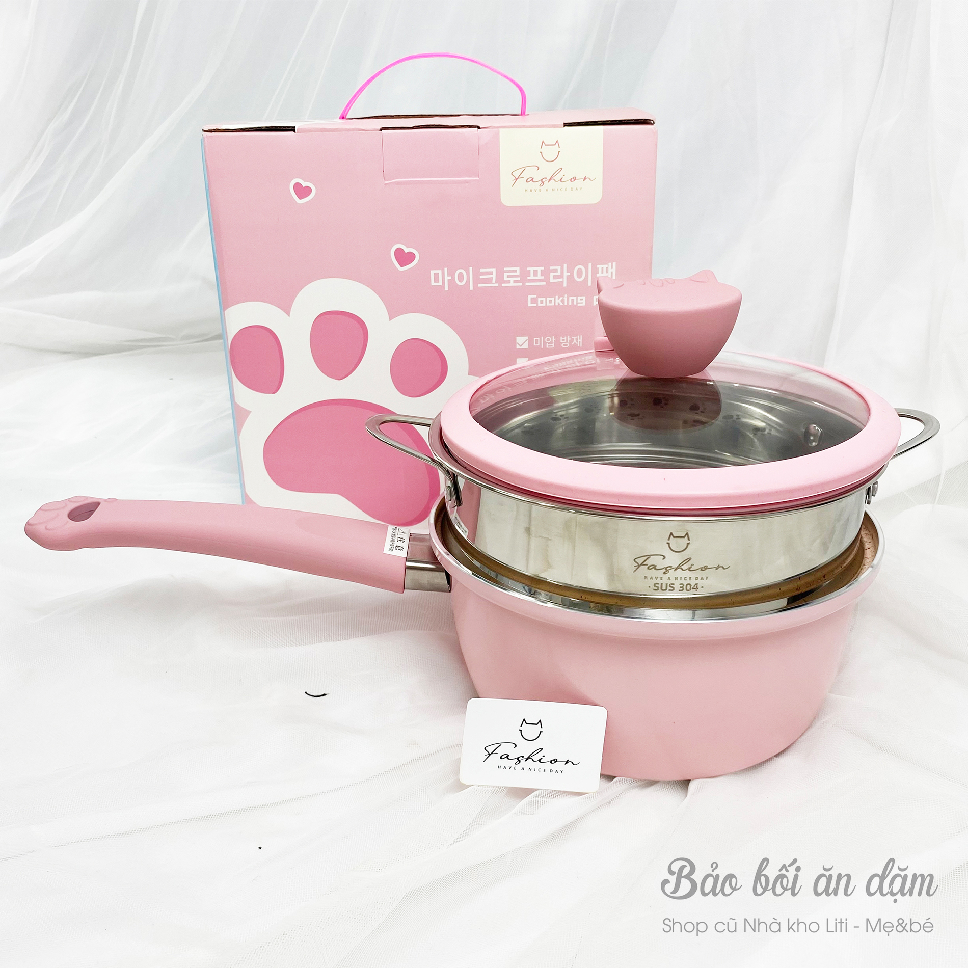 Bộ nồi nấu ăn dặm chống dính cao cấp Fashion bản Hàn Size 20cm