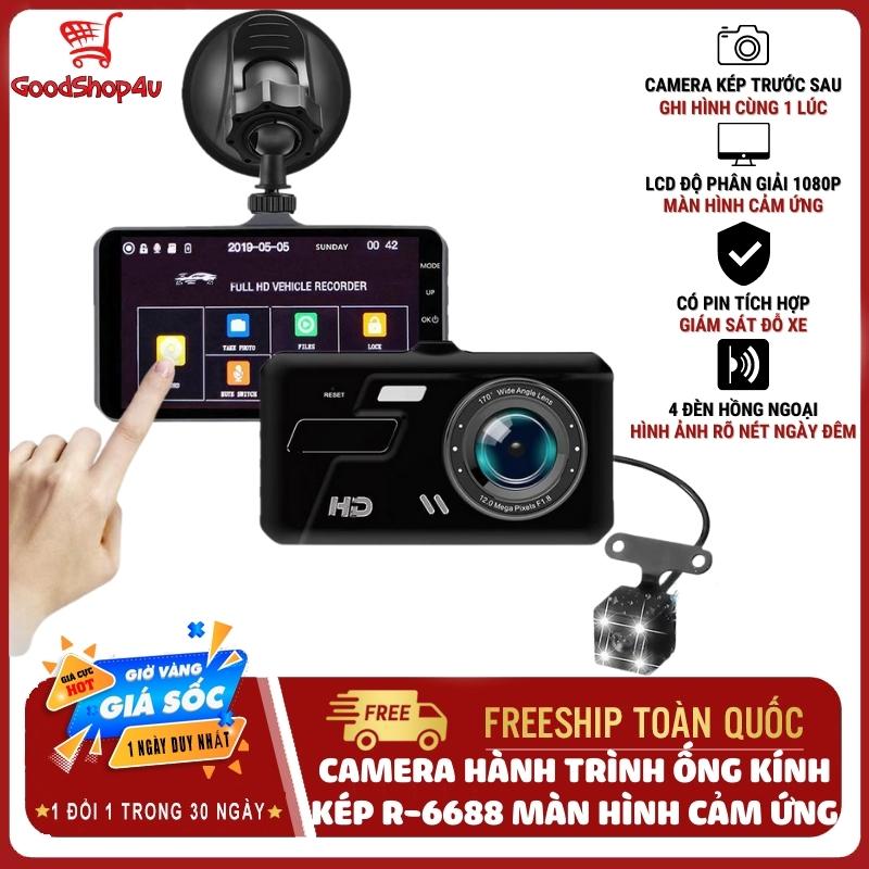 Camera hành trình kép trước sau Rundong Dual Lens R-6688 cho ô tô hỗ trợ full HD | Tích hợp màn hình cảm ứng LCD cỡ lớn độ phân giải 1080P