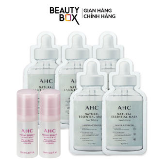 Combo Tinh Chất Dưỡng Sáng Da AHC 10Ml+5 Mặt Nạ Giấy Làm Dịu Da AHC 28G
