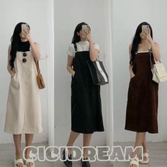 Yếm váy dáng dài đầm yếm nữ kaki kiểu Hàn Quốc