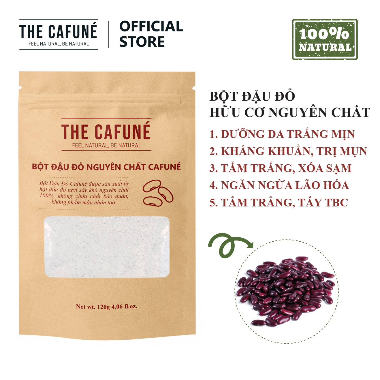 Bột đậu đỏ Cafuné – hữu cơ nguyên chất 100%