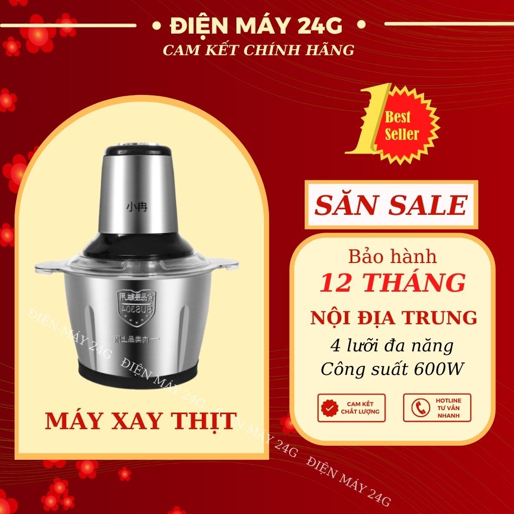 Máy Xay Thịt DIENMAY24G 2 Lít cối xay inox lưỡi dao kép 4 lưỡi phù hợp để xay thịt cá xay tỏi ớt xay thức ăn dặm cho bé hàng chính hãng