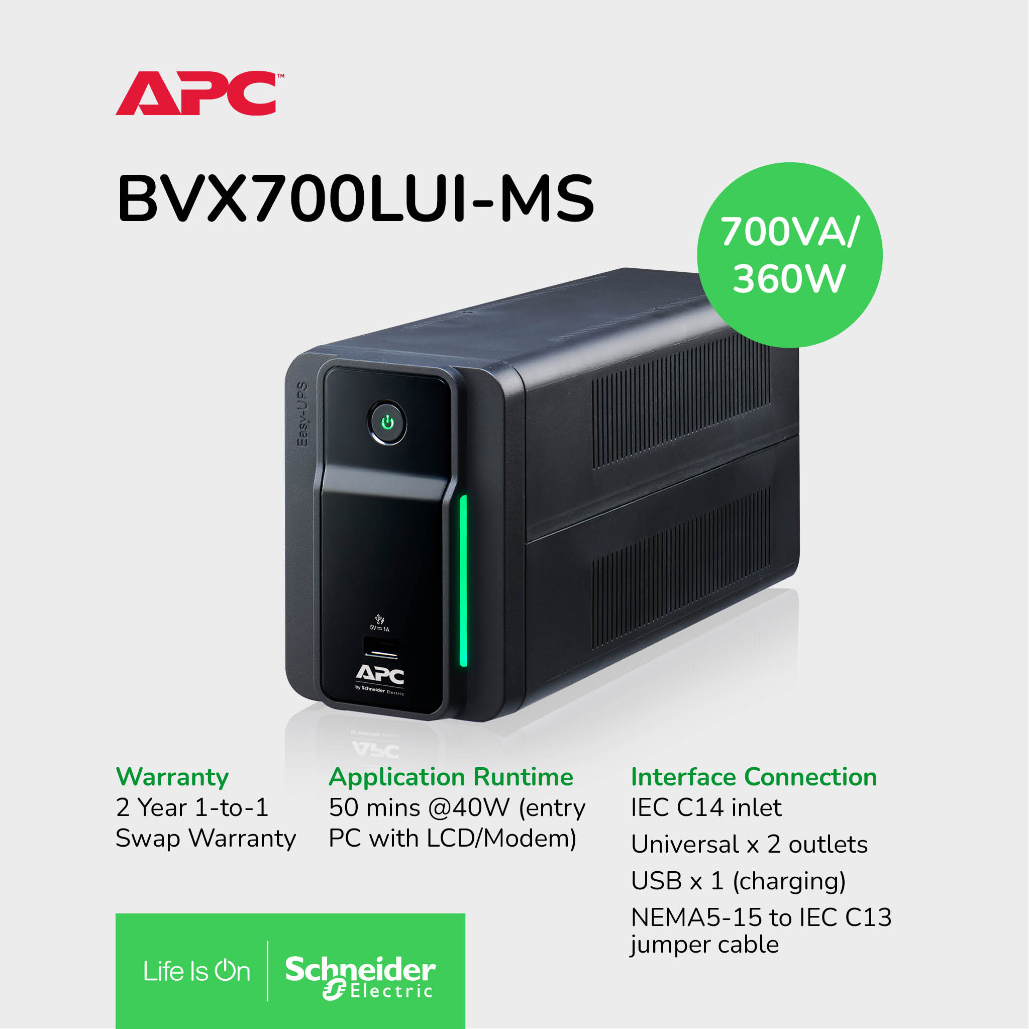 APC - APC Back-UPS - Onduleur - 950VA - Onduleur - APC