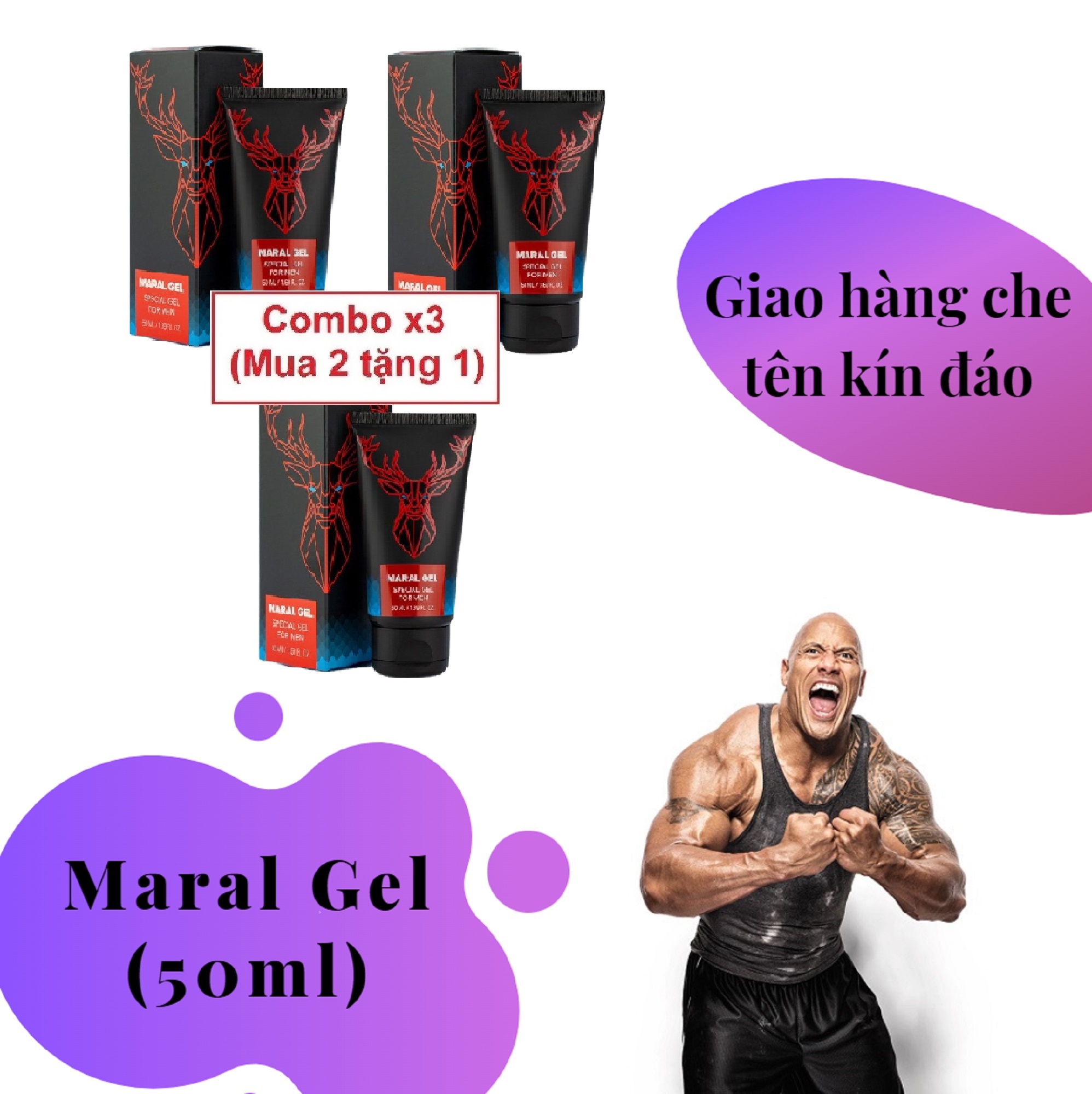 Combo x3 (Mua 2 tặng 1) (Lô mới nhất) MARAL GEL NGA ( Super Titan ) cao cấp - Gel dành cho nam - hàng chính hãng - tăng kích thước cho cậu bé (Che tên khi giao hàng)