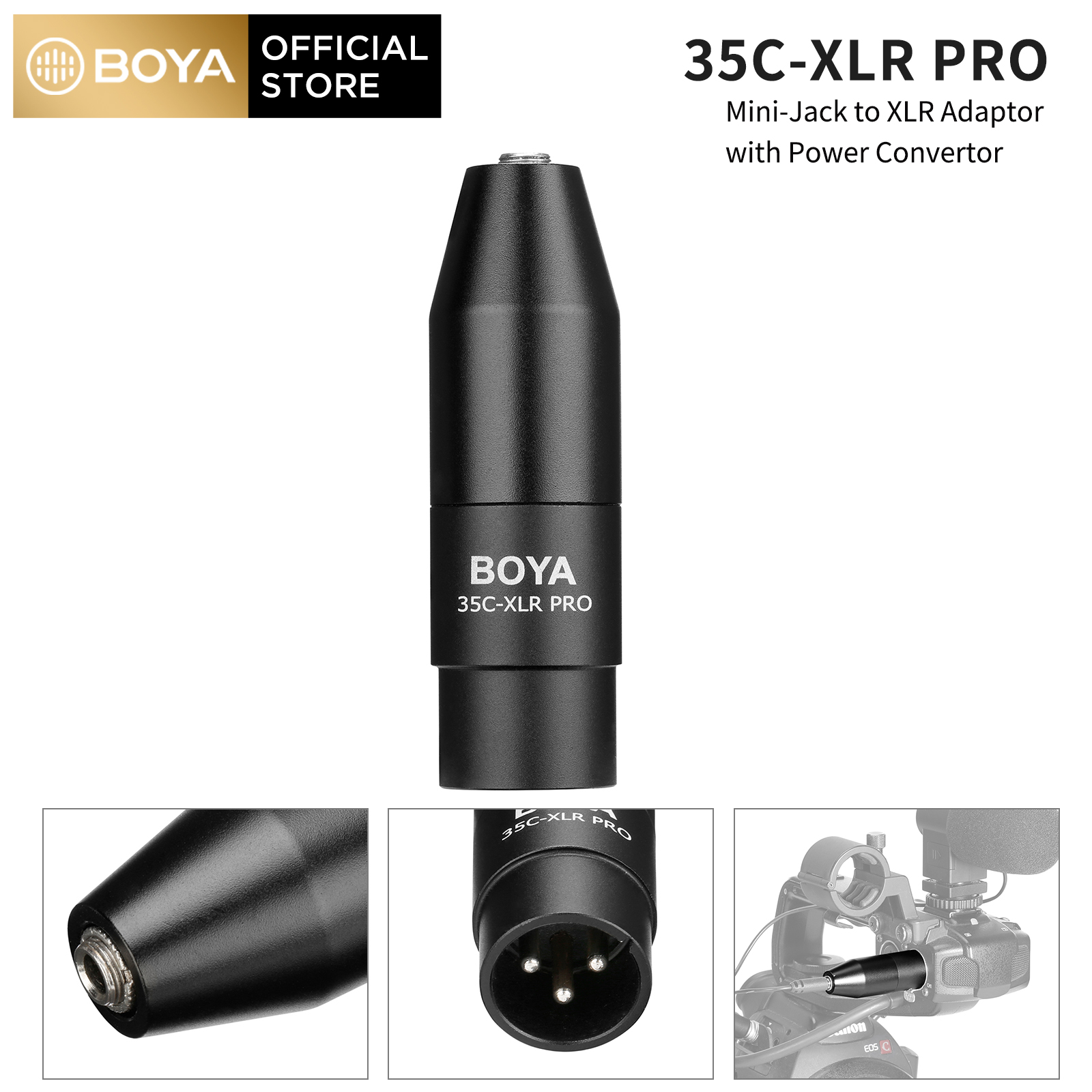 Bộ chuyển đổi micro mini boya 35c-xlr pro 3.5 mm từ nữ sang xlr