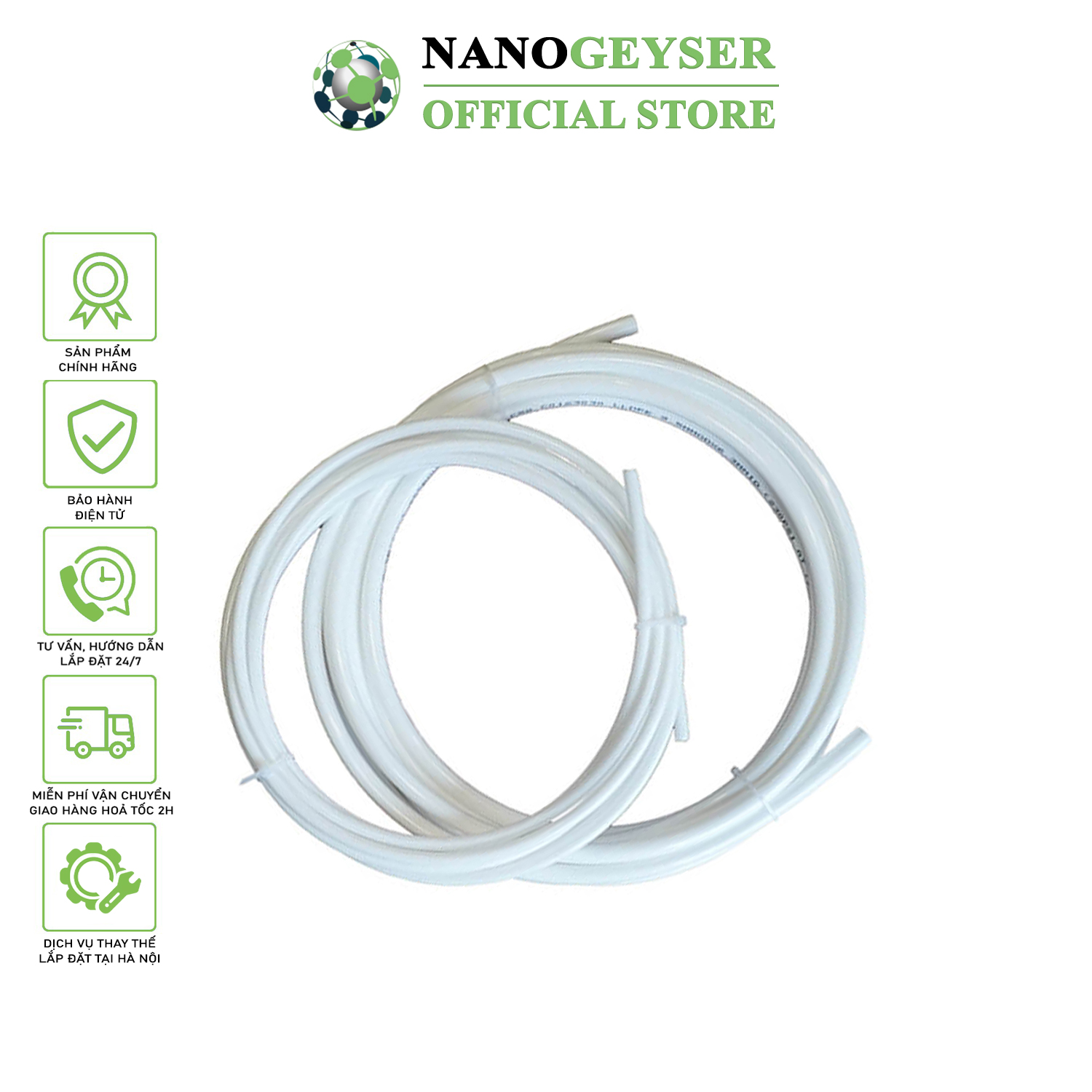 Dây dẫn nước máy lọc nước Nano Geyser, Dây cấp nước phi 10, Dây dẫn thải phi 6, Giá 1 mét
