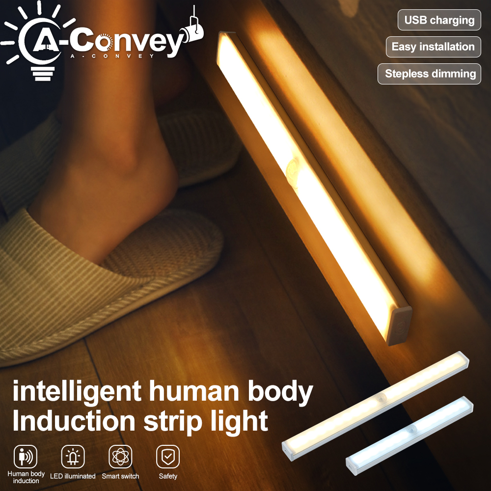 Đèn Cảm Biến Chuyển Động Đèn Ngủ LED Không Dây Đèn Ngủ Sạc USB Cho Nhà Bếp Phòng Ngủ Tủ Quần Áo Đèn Nền Cầu Thang