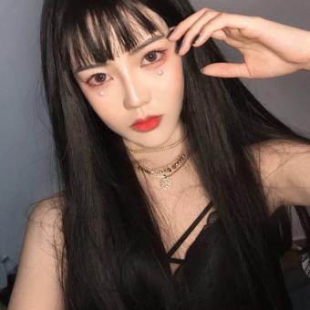 Tóc Giả Nữ Nguyên Đầu Thẳng Dài Mái Thưa Hình Thật Tặng Lưới