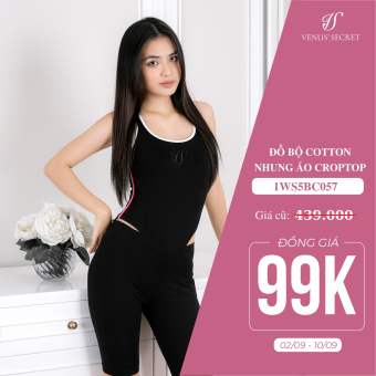 Bộ cotton áo ba lỗ quần rút dây / Venus'Secret /  1WS5BC