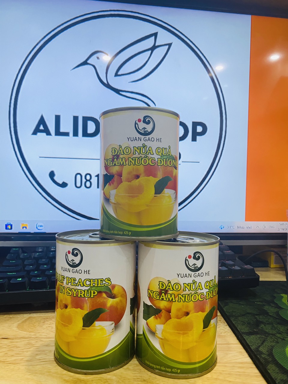 Combo 4 lon đào ngâm nươc đường 425G