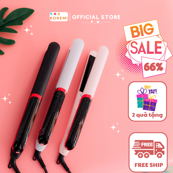 Máy ép duỗi tóc, là tóc, uốn xoăn tóc Công Nghệ Hàn Quốc Koremi cao cấp Trắng Đen