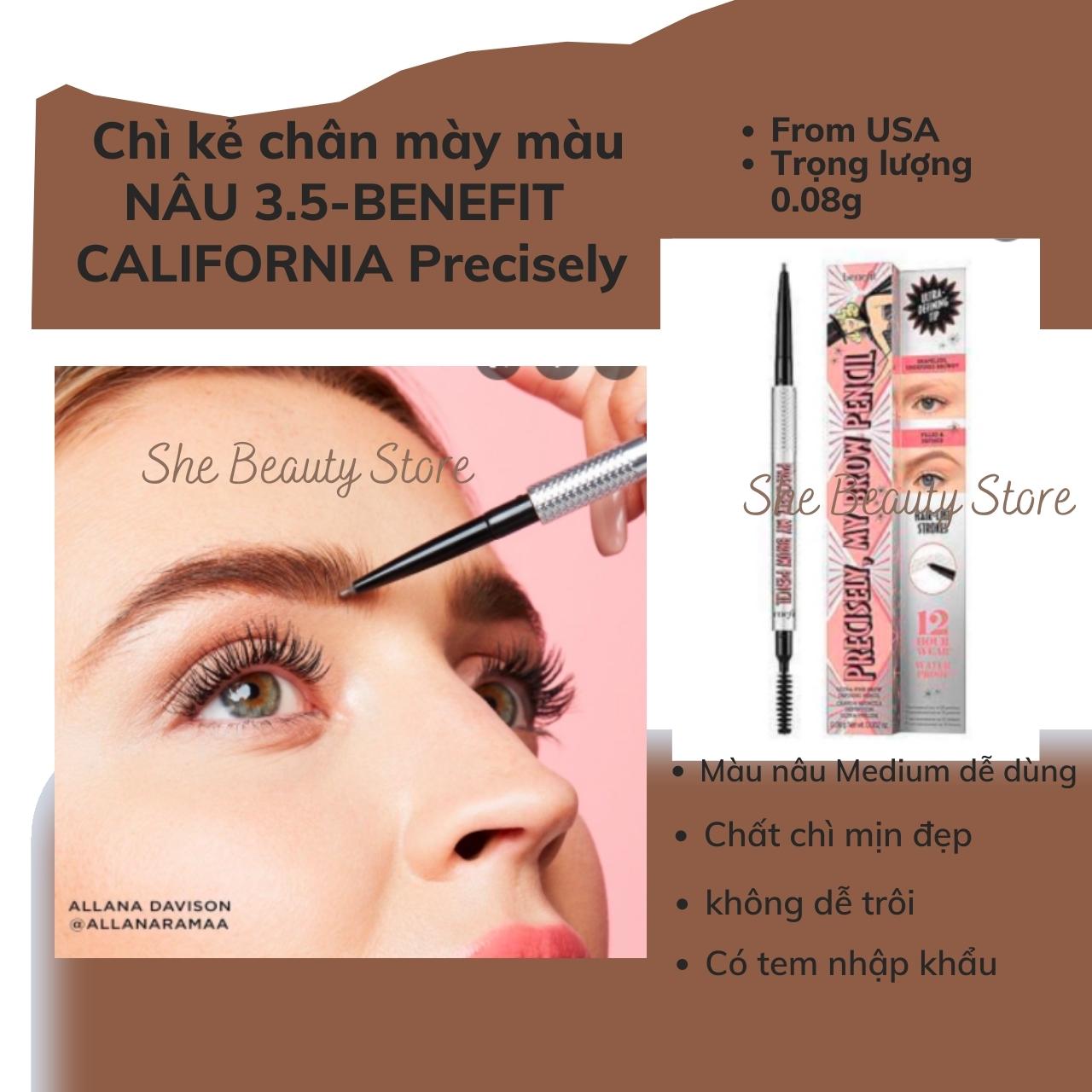 - chì kẻ mày màu nâu medium 3.0 lâu trôi-benefit precisely 0.08g-date t11 2023