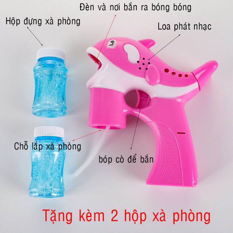 Vỉ đồ chơi súng xà bông cá heo- đồ chơi cá heo bắn xà phòng bong bóng