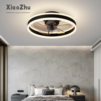 XiaoZhubangchu Quạt đèn Đèn quạt trần Quạt đèn Đèn trần Quạt trần nhà hàng Led chuyển đổi tần số vành đai ánh sáng vô hình