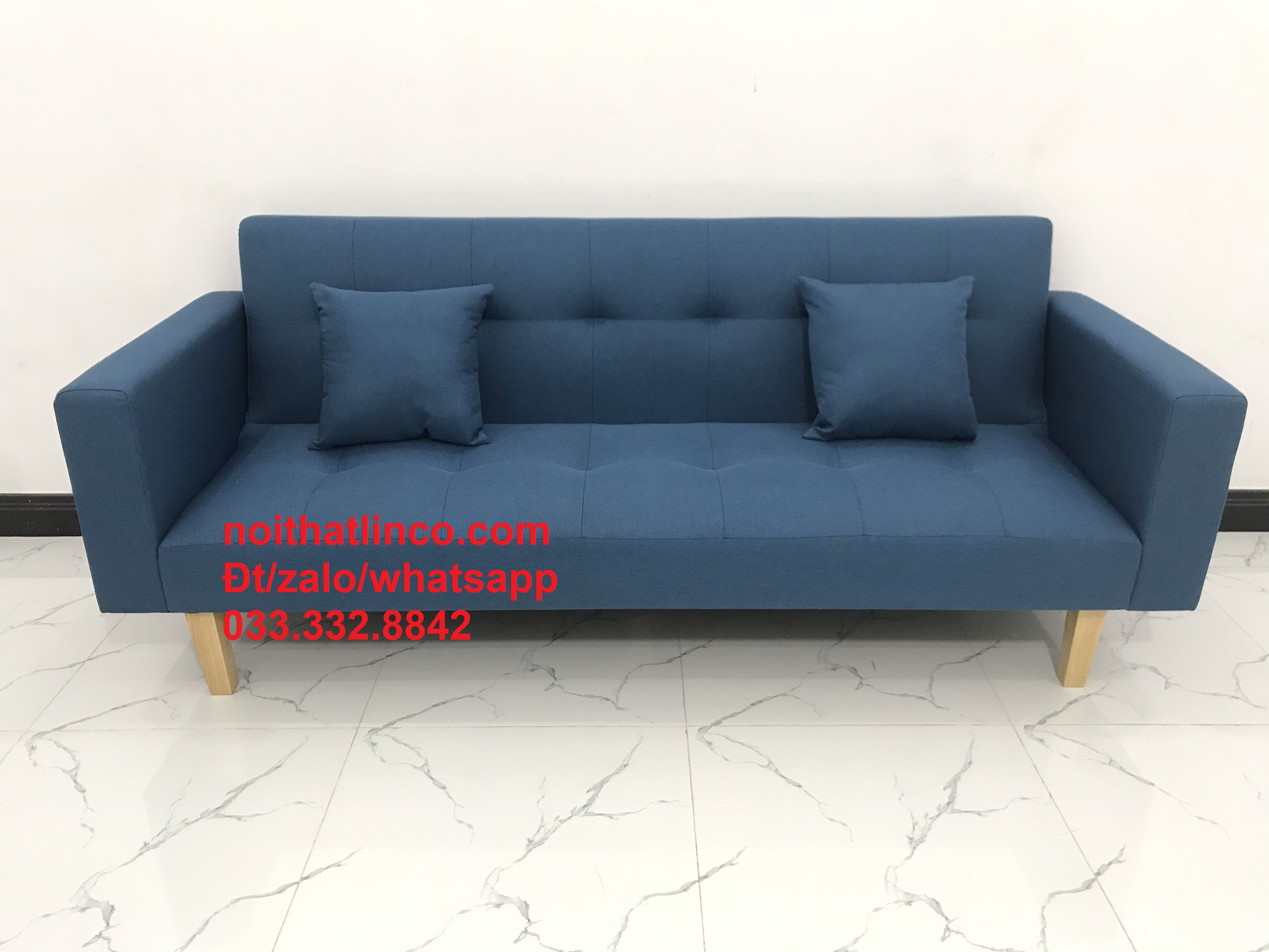 Ghế sofa giường (băng) xanh dương cho phòng khách nhiều kích cỡ
