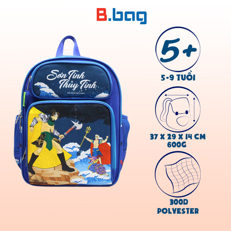 Balo học sinh Bbag Fairy Tale cổ tích Sơn Tinh Thuỷ Tinh màu xanh đậm B-12-096