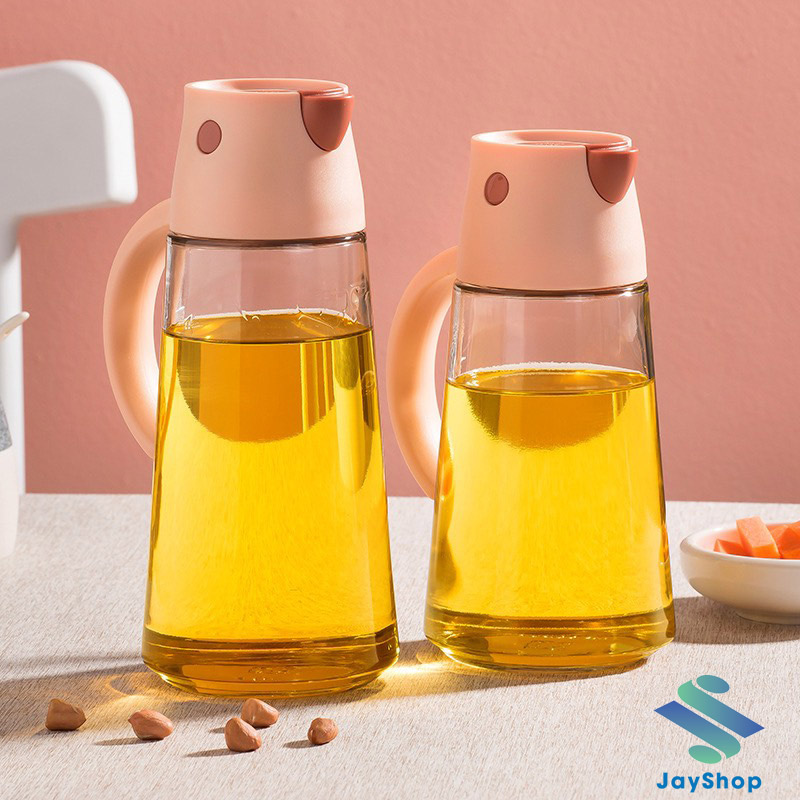 Bình đựng dầu ăn, nước mắm, xì dầu thủy tinh 500ml nắp lật tự động