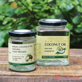 Dầu Dừa Ép Lạnh Nhân Thùy- Virgin Coconut Oil- Natural, Cold Pressed, Unrefined Quality, Not Bleaches, Deodorized, No Chemical, Add Moisture, Provide Instant Energy - Tinh Dầu Dừa Nhân Thùy [Xanh Suốt]