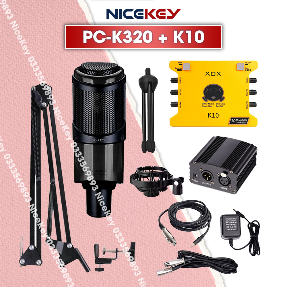 Combo thu âm cao cấp takstar pc-k320, souncard k10, phụ kiện kèm theo, dùng thu âm, livestream, hát karaoke bảo hành 12 tháng