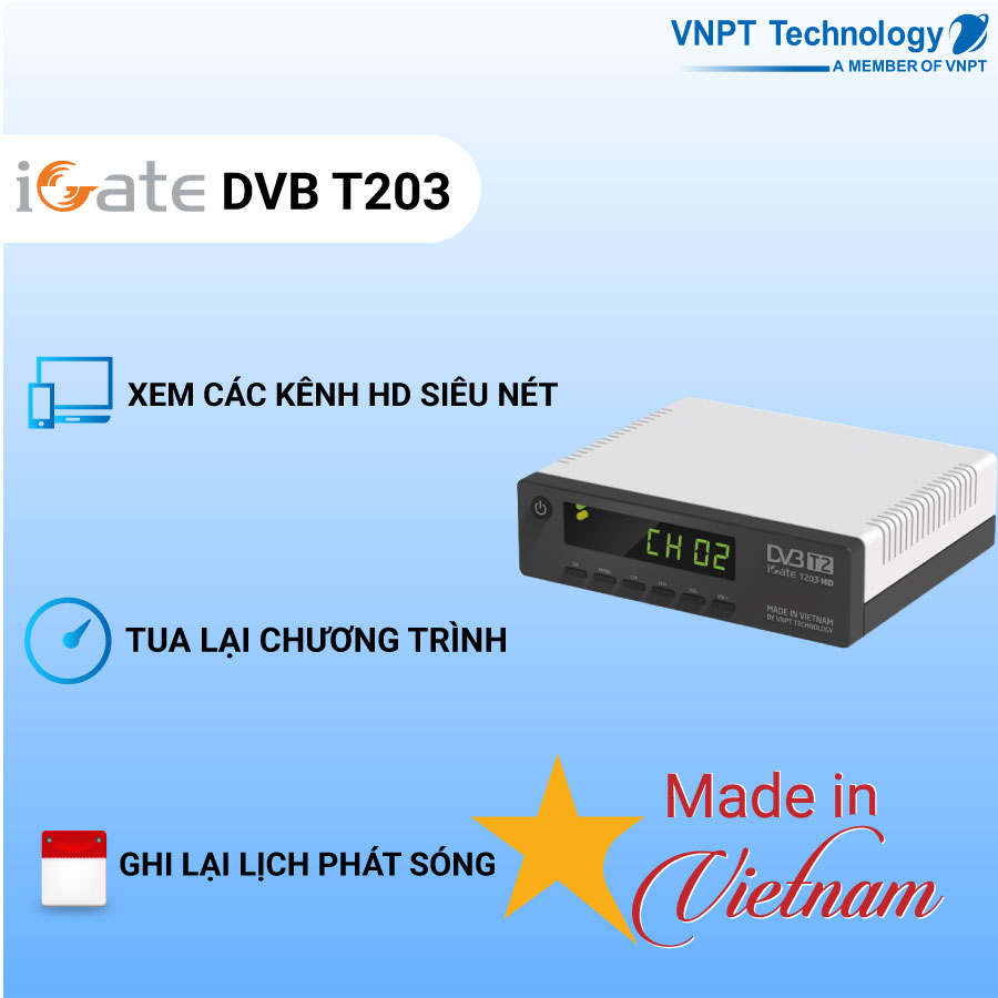 Đầu thu truyền hình kts mặt đất vnpt technology dvb-t2 igate t203hd