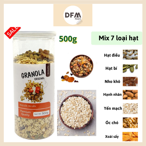 Granola ăn sáng yến mạch mix 7 loại hạt hũ 500g