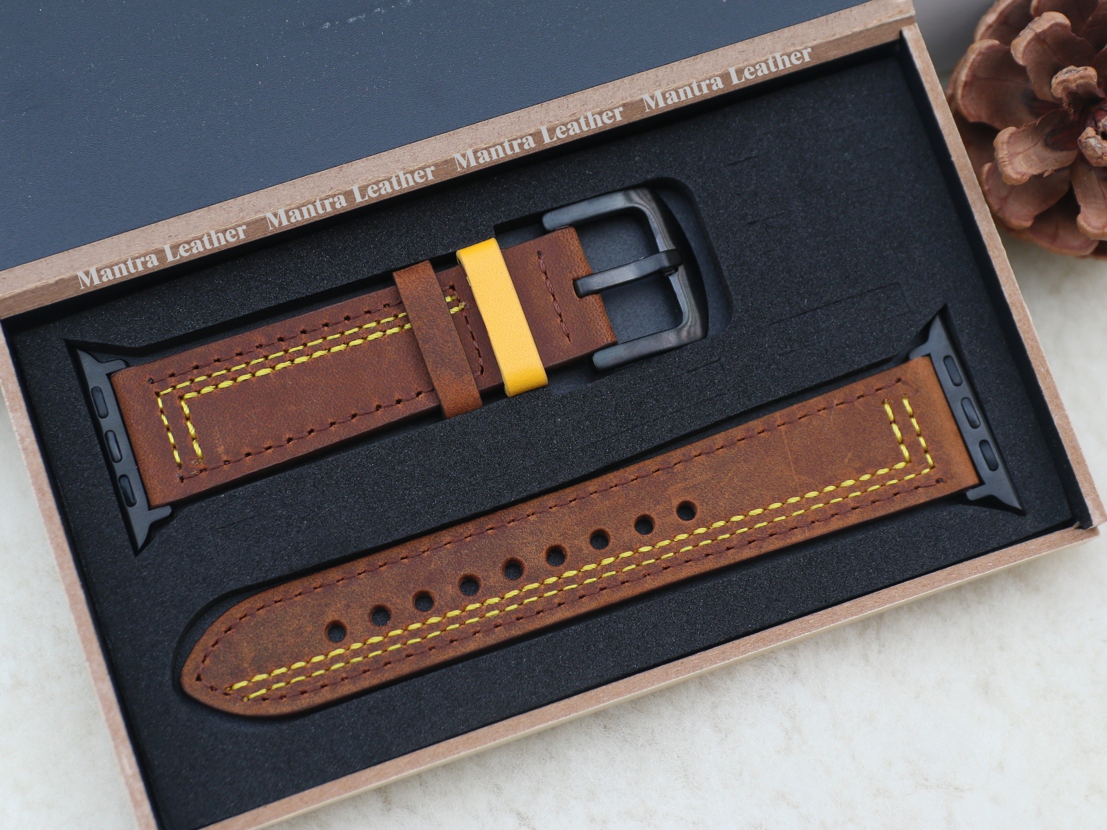 Dây đeo thay thế Apple Watch da bò sáp ngựa điên nhiều màu