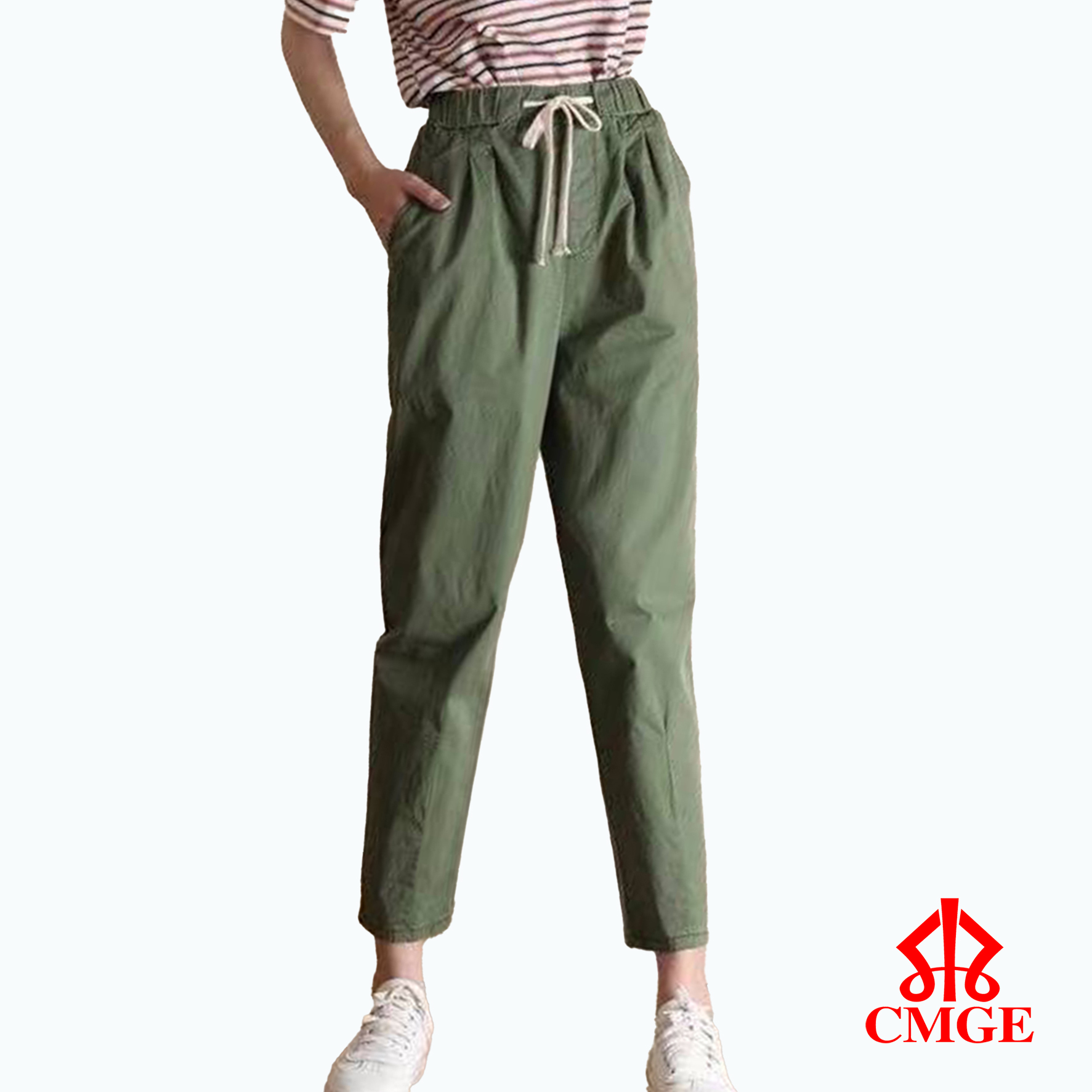 Cotton and Linen Mom Pants Women's Spring and Summer Elastic Leisure Pants  for Middle-Aged and Elderly 2023 New plus Size Thin Cropped Harem Pants
