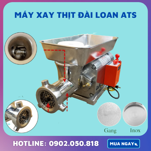 Máy xay thịt đài loan aks ats -102 máy xay thịt công nghiệp inox toàn bộ tặng 4 bộ dao sàng hàng chính hãng bảo hành 1 năm