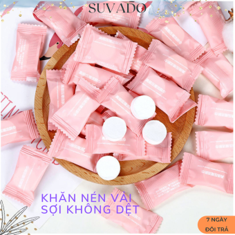 10 Khăn giấy nén du lịch vải cotton khăn khô đa năng bỏ túi lau mặt lau tay dùng một lần hình viên kẹo  KN13 SUVADO