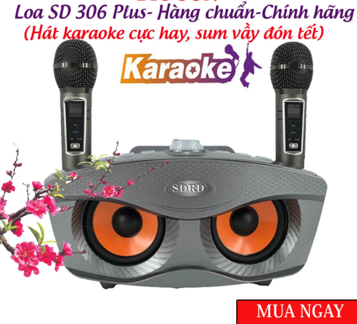 ( Hàng Nhập Khẩu ) Loa Mắt Cú, Loa Bluetooth Karaoke SDRD SD 306 bản 2022 Chính Hãng, Loa kèm 2 Micro Hát Karaoke Không Dây, Phiên Bản Nâng Cấp Lọc, Phát Nhạc Qua 2 Loa, Âm Bass Êm Có Giá Đỡ Điện Thoại. BẢO HÀNH 1&1 UY TÍN