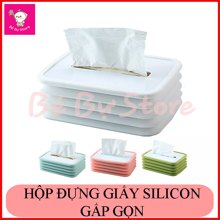 Hộp đựng khăn giấy bằng silicon gấp gọn sáng tạo tiện dụng, hộp khăn giấy gấp gọn đàn hồi silicon tiện lợi cho mọi gia đình
