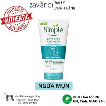 Sữa rửa mặt SIMPLE Purifying Gel Wash kiểm dầu ngừa mụn làm sạch sau 150ml Zavenci