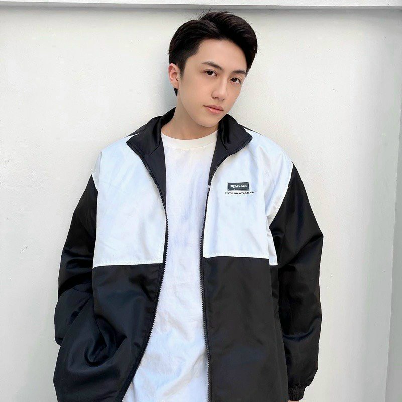 Áo khoác dù bomber, áo khoác dù 2 lớp nam nữ, cổ sơmi in chữ acover, phối màu cá tính. tp