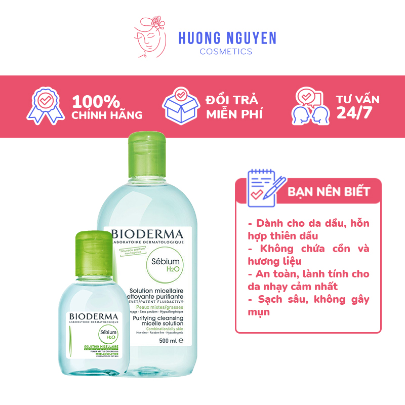 Nước Tẩy Trang Bioderma Sebium H2O Solution Micellaire Xanh Lá