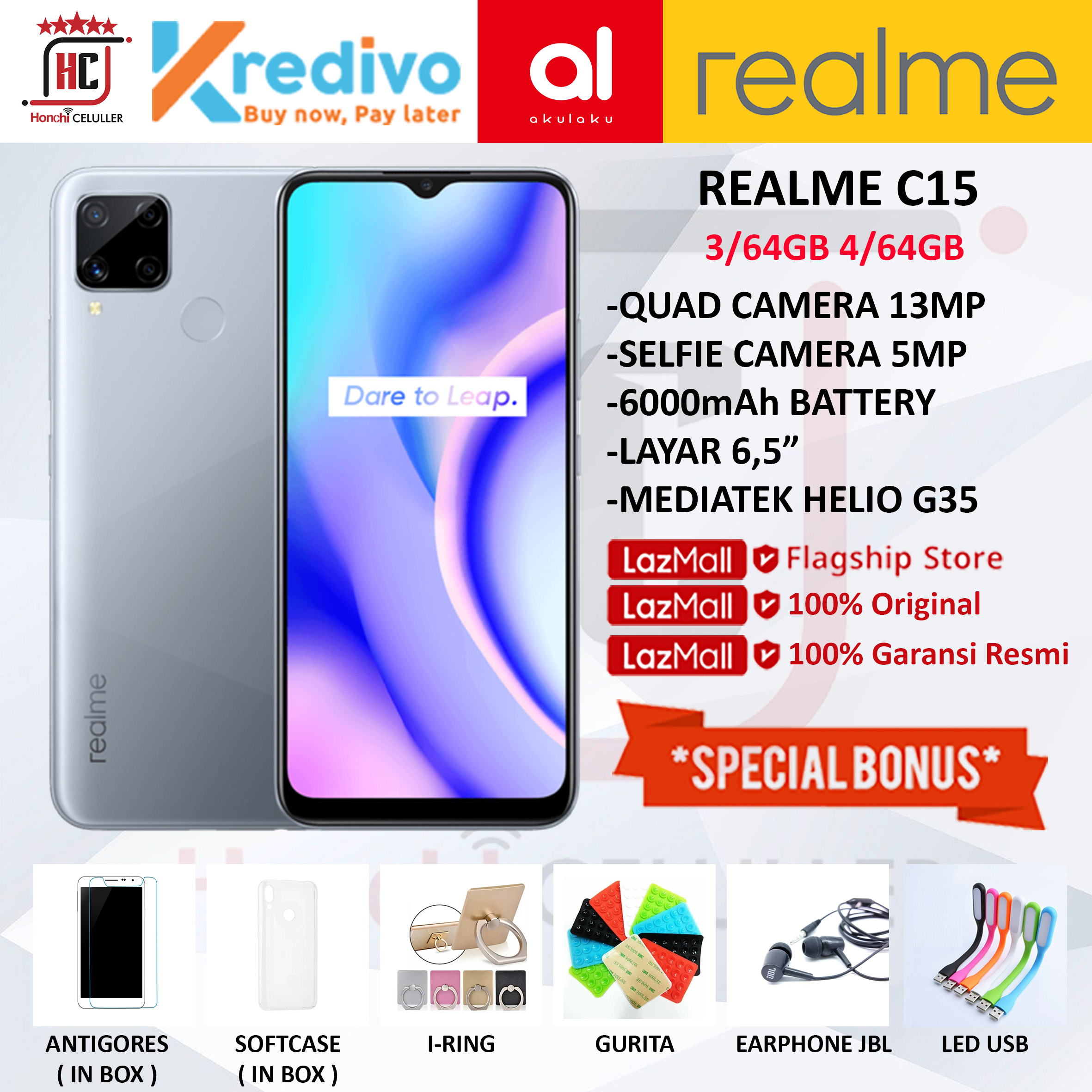 REALME C15 4/64GB 3/64GB GARANSI RESMI ORIGINAL FULL BONUS Harga  1,349,000 Ringgit*Penghantaran Percuma
