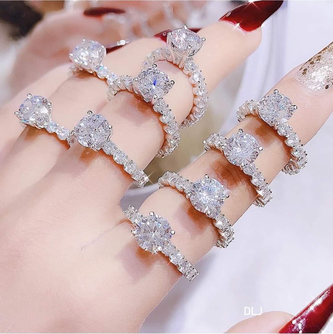 [HCM] Nhẫn bạc ý mạ vàng trắng, nhẫn nữ đẹp xi kim, nhẫn nữ bạc cao cấp, nhẫn nữ bạc mạ bạch kim 5 lớp, nhẫn kim cương, nhẫn pha lê nhẫn cầu hôn CAM KẾT KHÔNG ĐEN - Trang Sức GADO N045