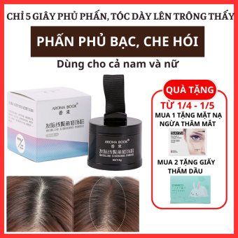 Phấn phủ bạc che khuyết điểm tóc màu đen AROMA BOOK. Phấn che khuyết điểm thưa tóc, bạc tóc chính hãng